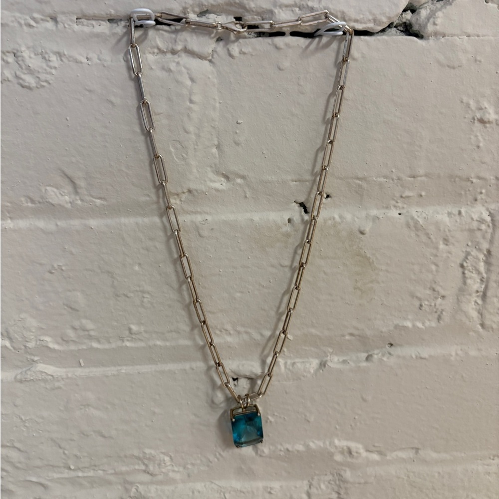 Elegant Sterling Silver Paperclip Necklace with Lab Made Pendant
